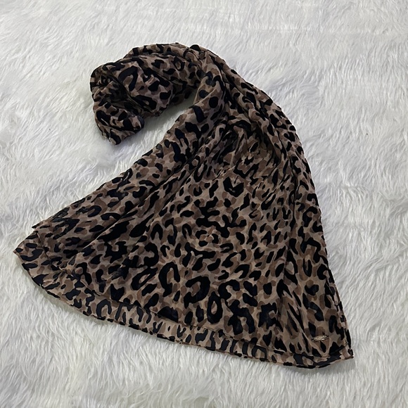 Karl Lagerfeld Brown and Black Animal Print Scarf - Picture 1 of 6